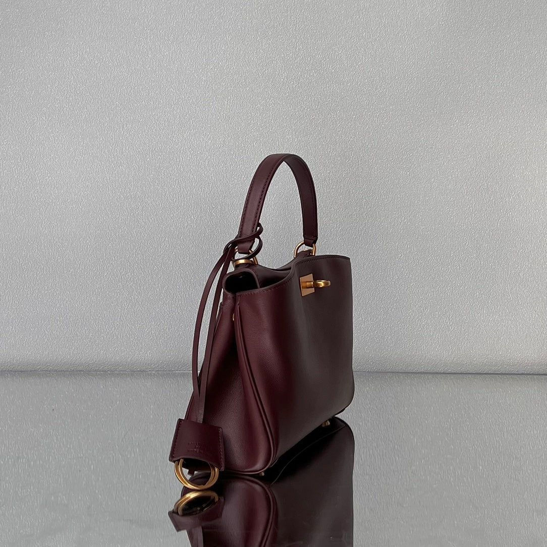 Balenciaga Mini Bag 22 Burgyndy Calfskin Gold Hardware