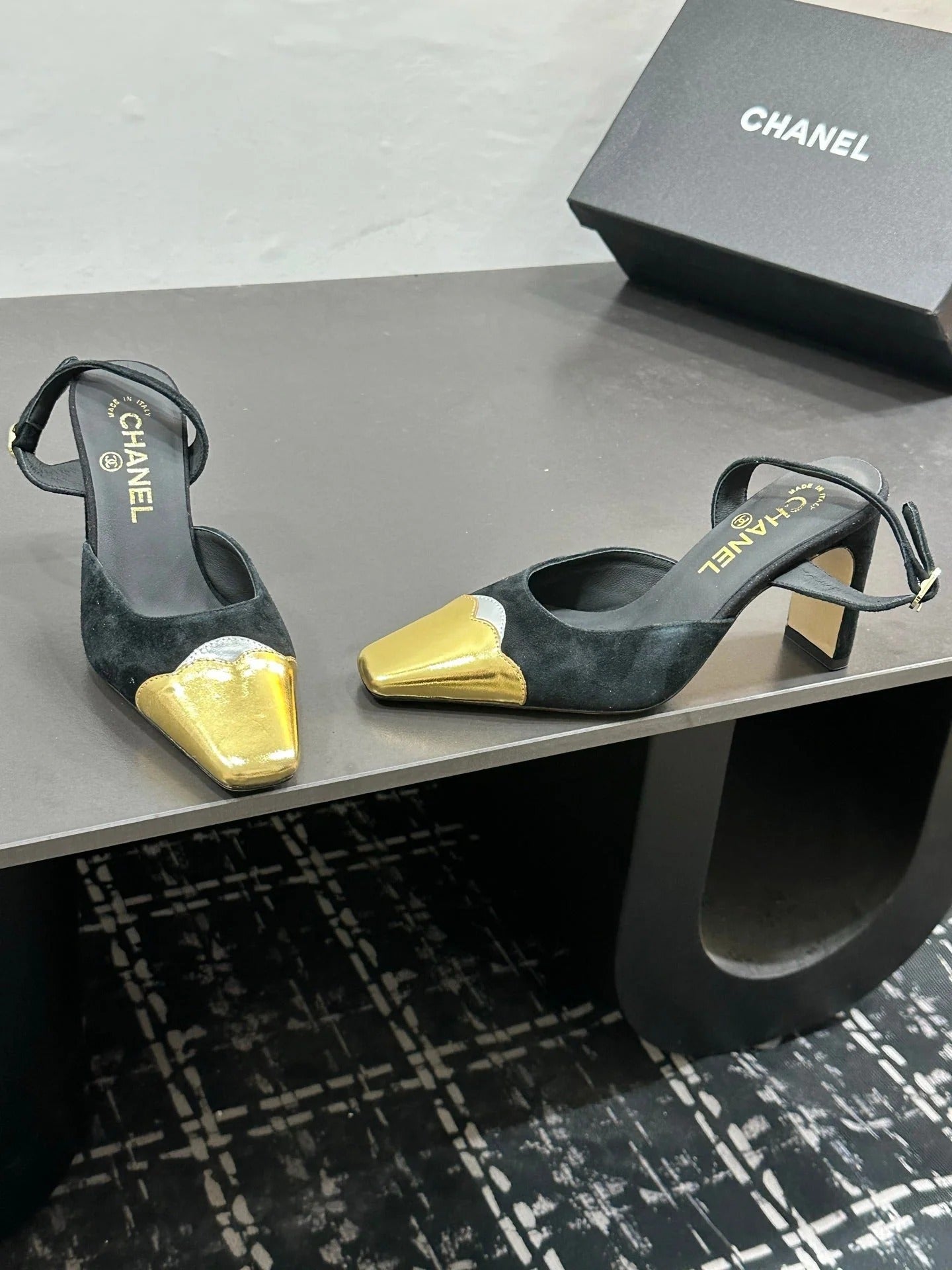 Chanel 2026 Back Strap Square Heels Pumps Leather Sheepskin 832511