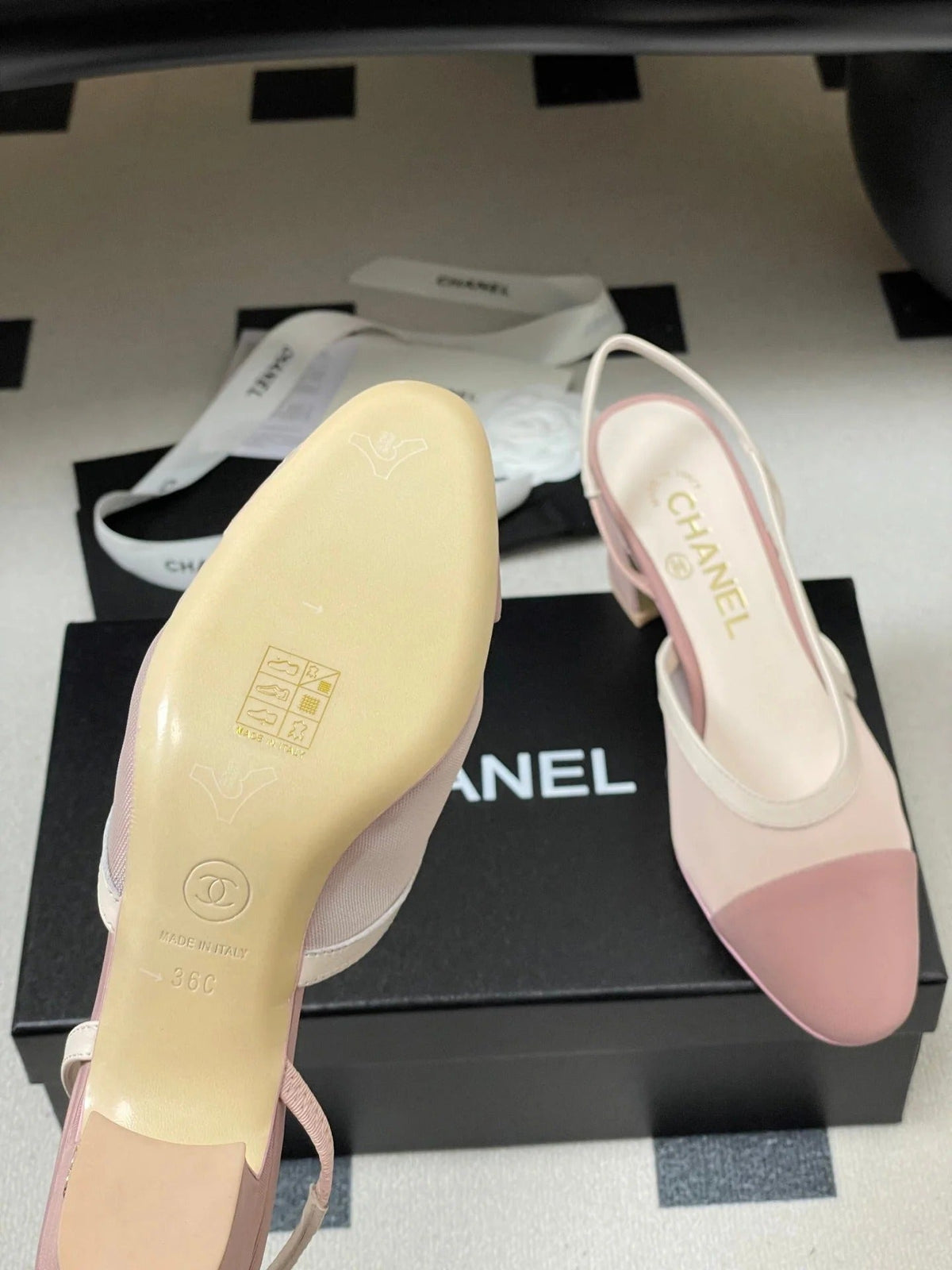 CC 26s Slingback 65 Light Pink Mesh Fabric Sheepskin 649443
