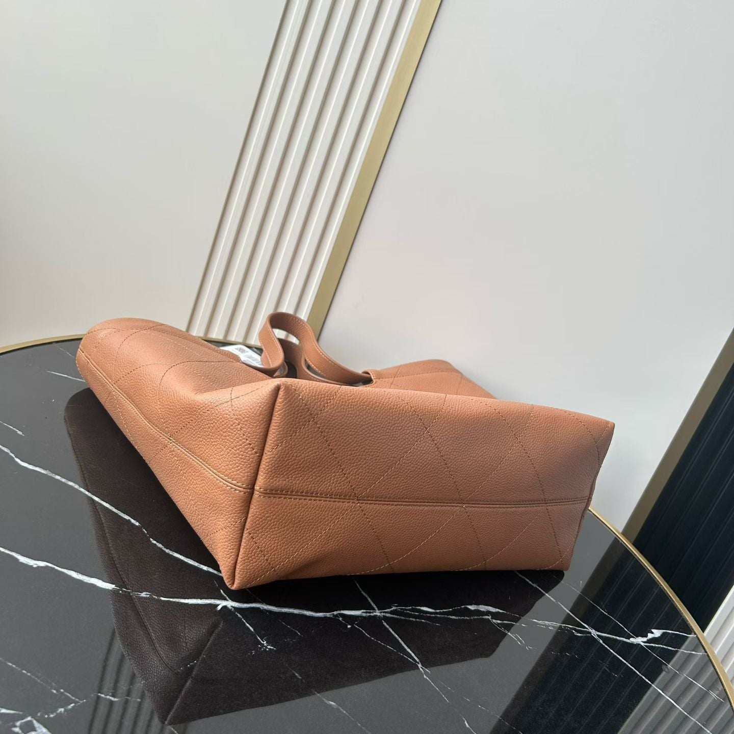 CC 26P Preppy Tote Bag 30cm Brown Grained Calfskin