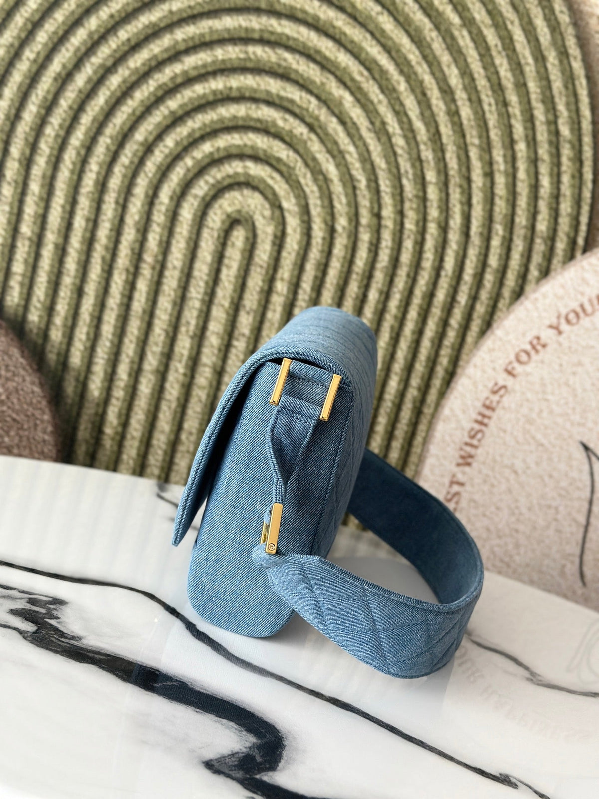 CC Classic Flap Bag 25.5cm Blue Quilted Denim