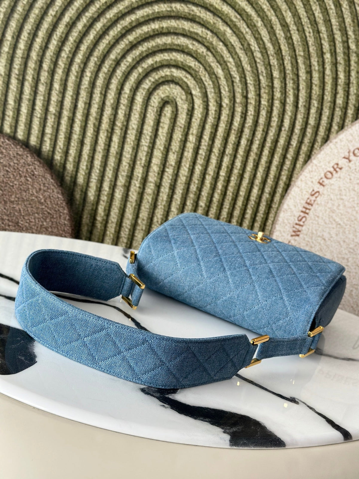 CC Classic Flap Bag 25.5cm Blue Quilted Denim