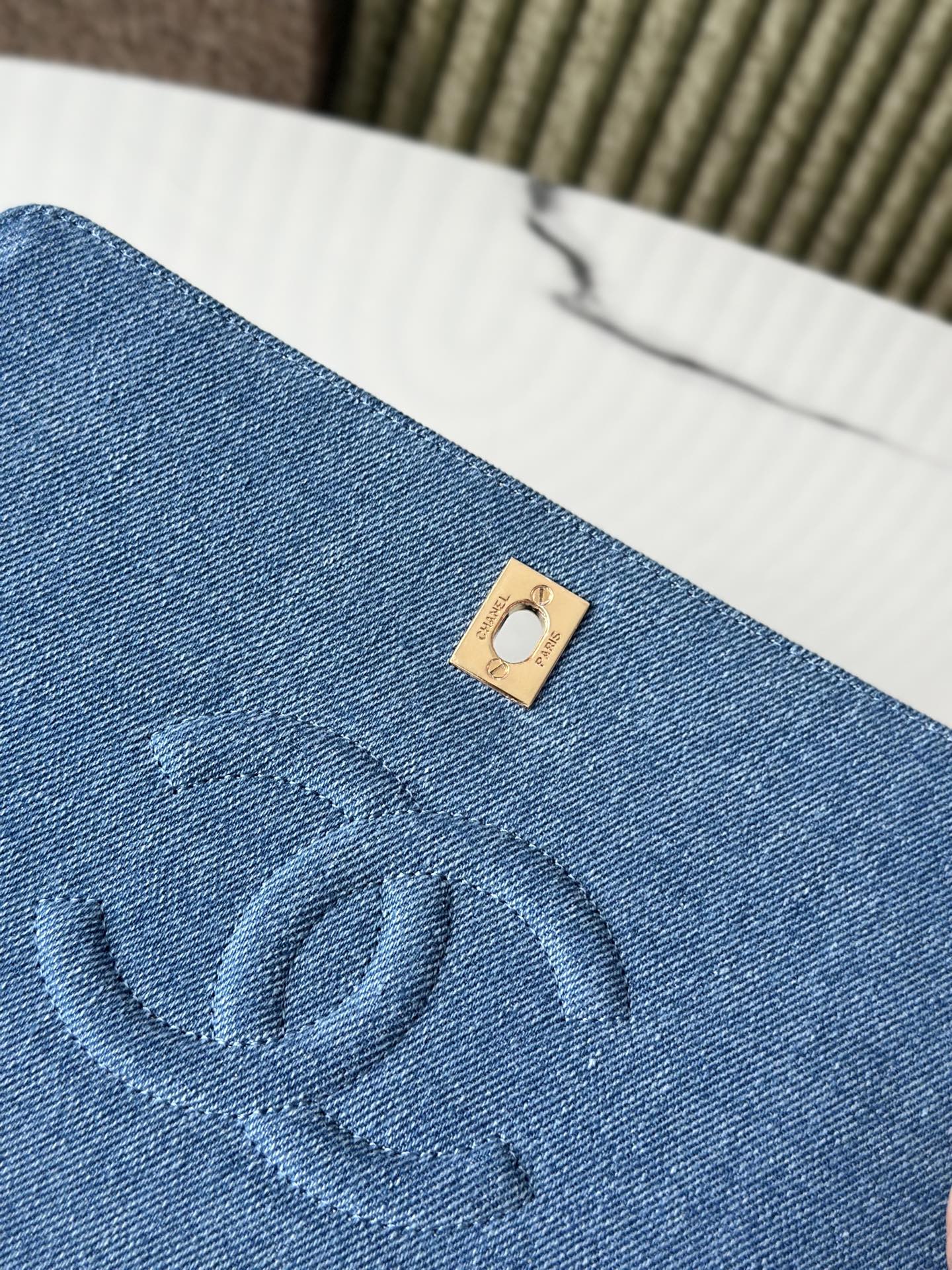 CC Classic Flap Bag 25.5cm Blue Quilted Denim