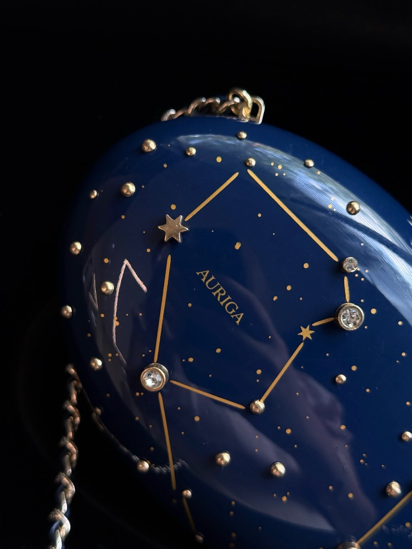 CC 26S Constellation Minaudière 14cm Dark Blue Acrylic & Gold-Tone Metal