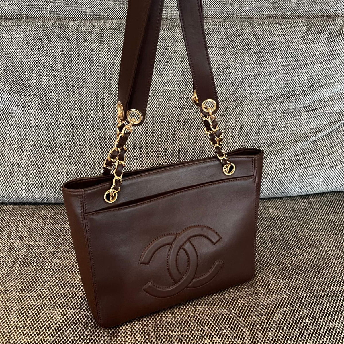 CC Vintage Turn-Lock Tote Bag 26cm Burgundy Leather