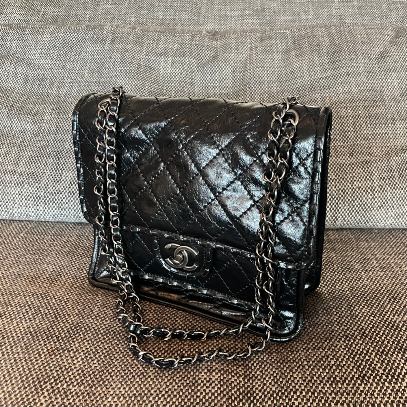 CC Vintage CC Flap Bag 26cm Black Synthetic Leather