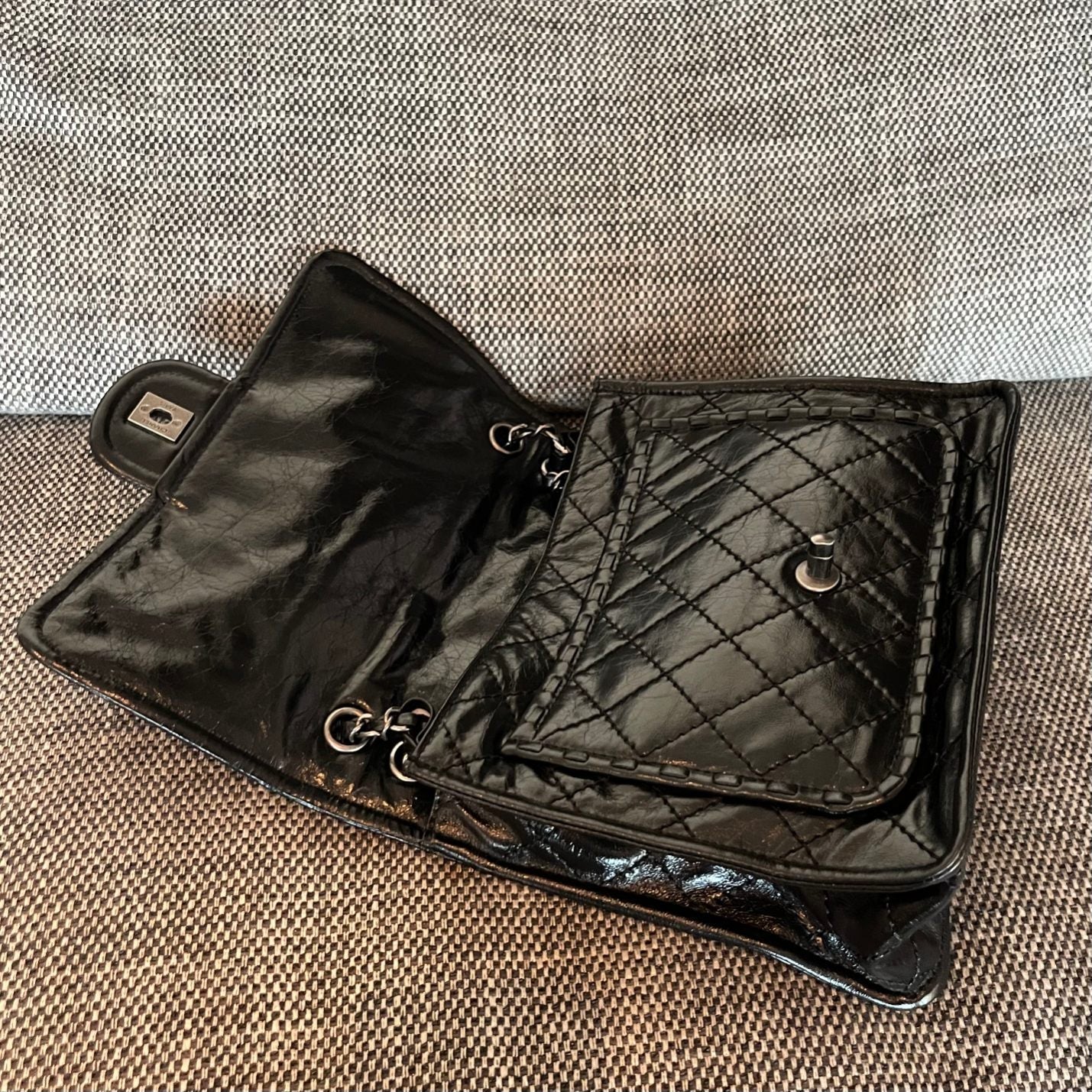CC Vintage CC Flap Bag 26cm Black Synthetic Leather