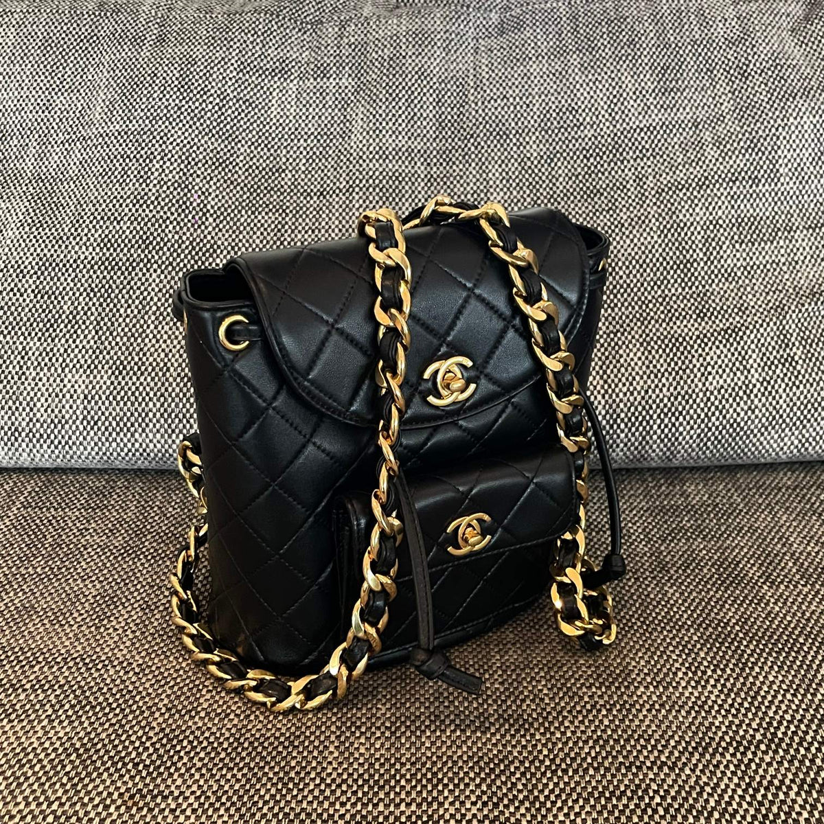 CC Mini Duma Backpack 21cm Black Lambskin