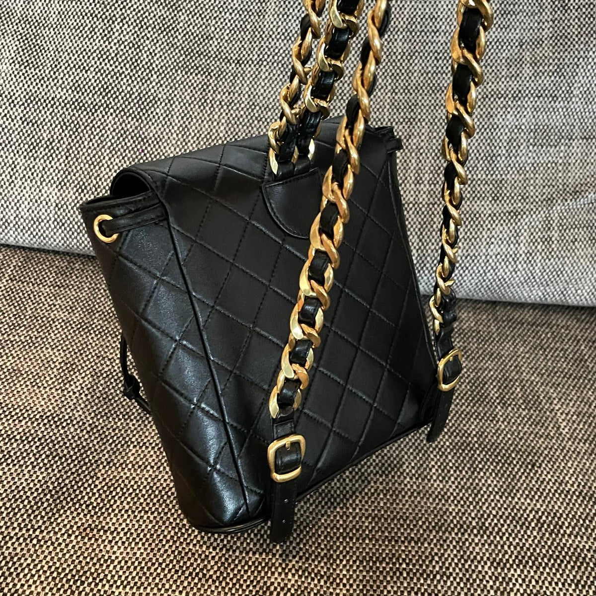 CC Mini Duma Backpack 21cm Black Lambskin