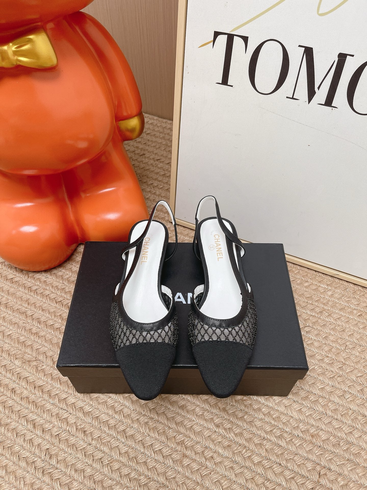 CC Slingback Flats Black Mesh Fabric 854587