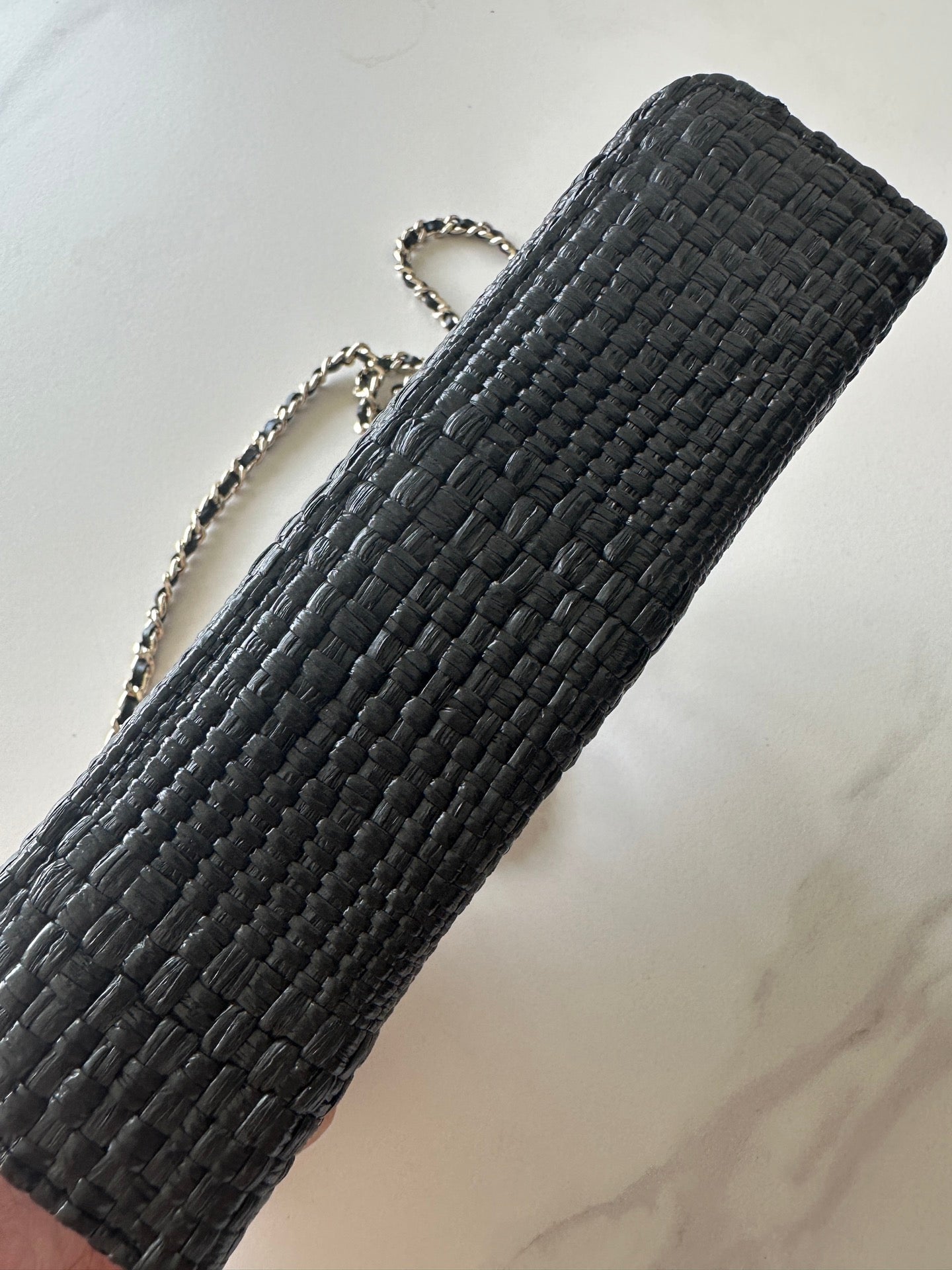CC Vanity With Chain 17cm Black Woven Raffia & Lambskin 292223