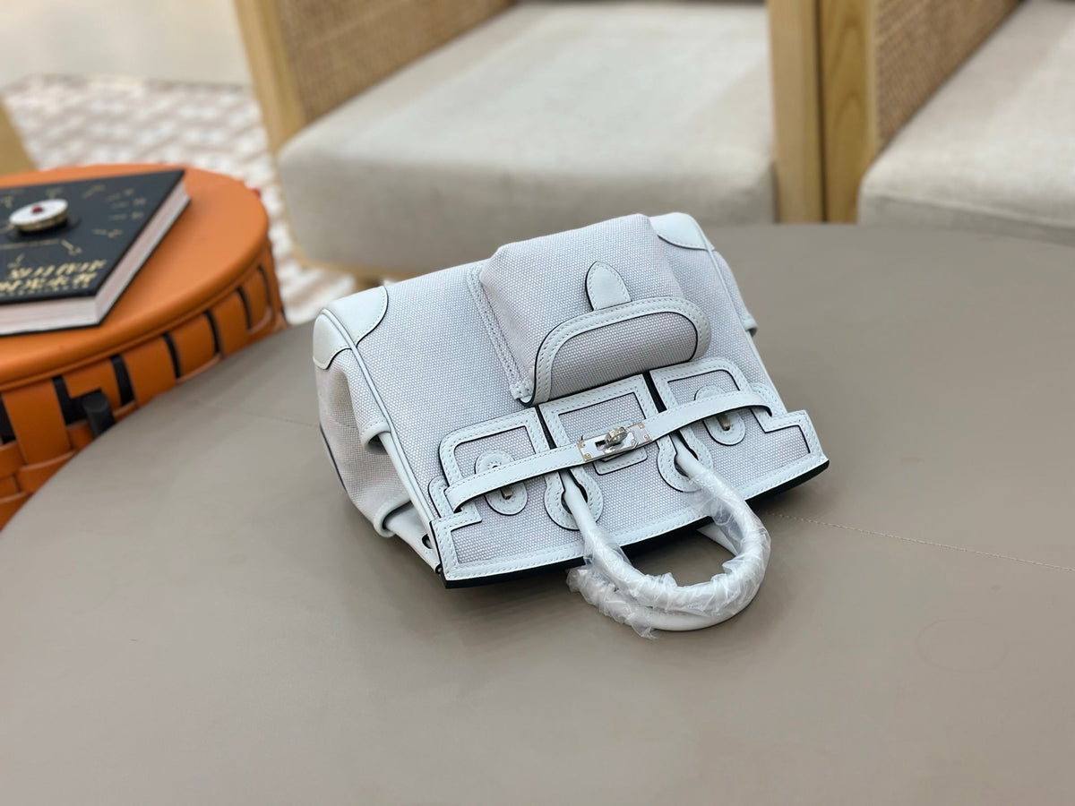 HM Birkin Cargo 25CM Handbag Light Gray Swift Canvas