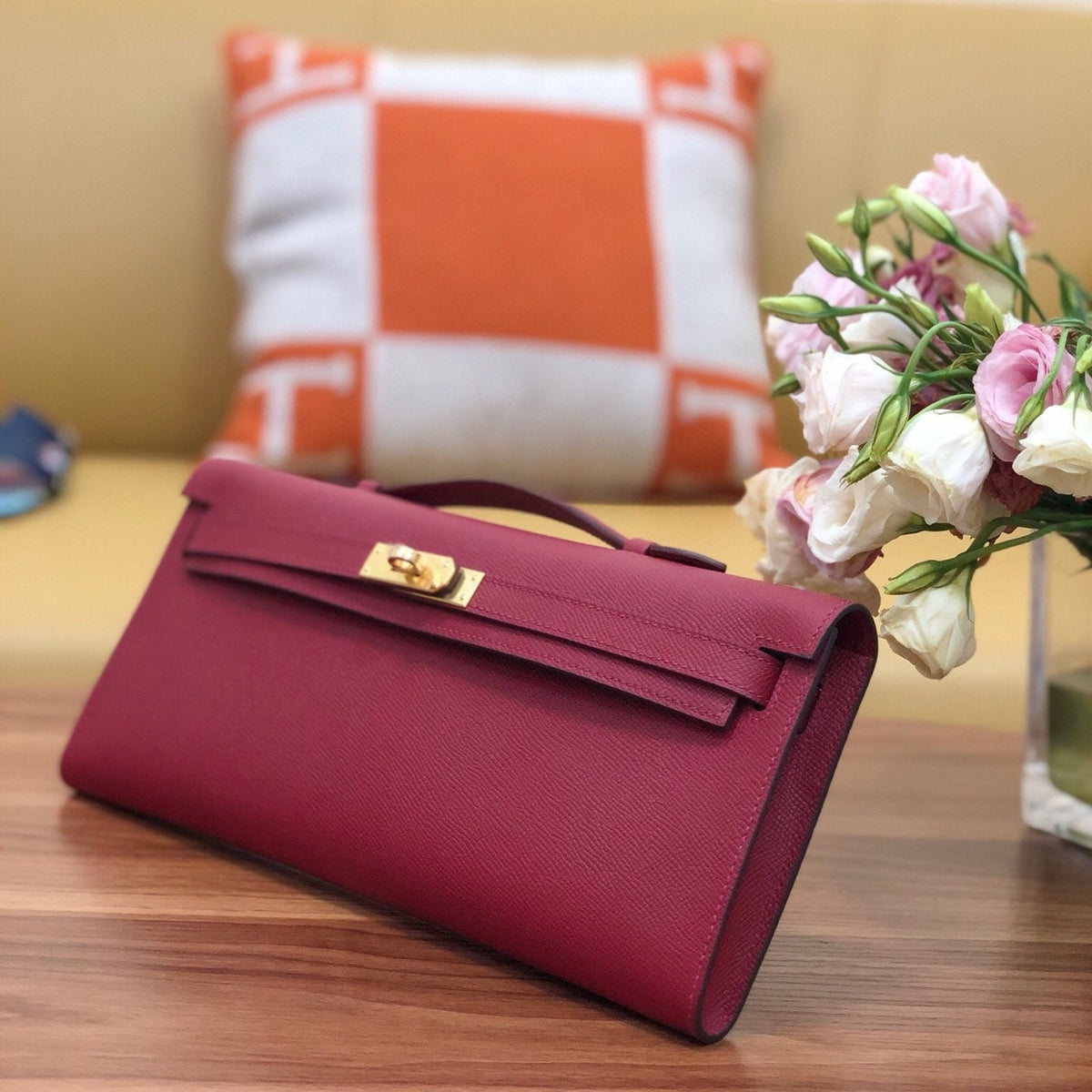 HM Kelly Cut 31cm Brick Swift Leather Ghw