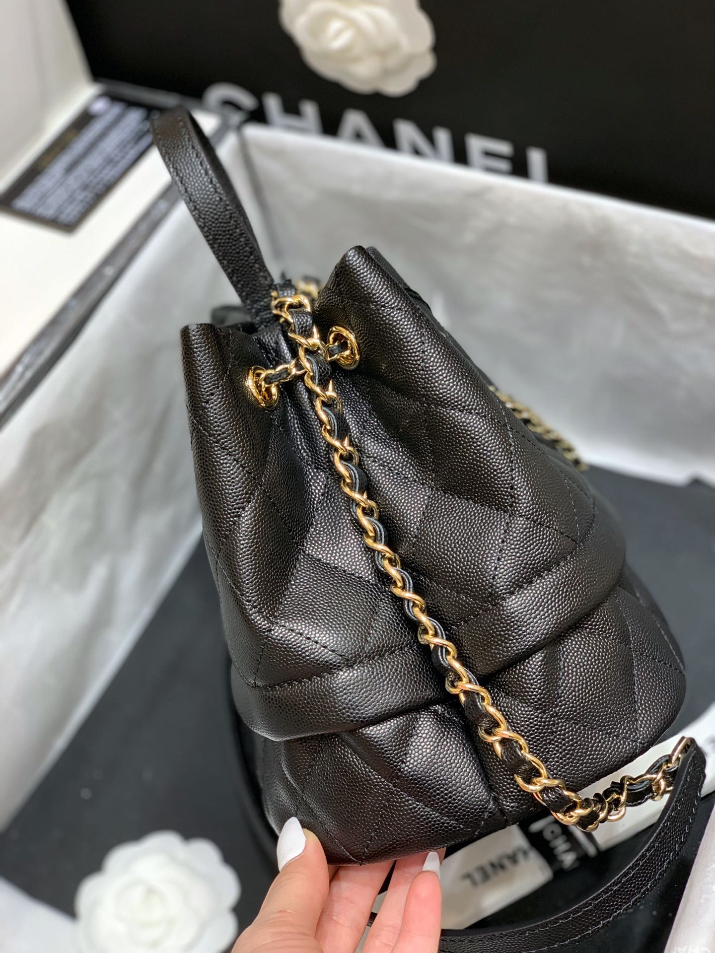 CC Matelasse Shoulder Bag Black Caviar GHW