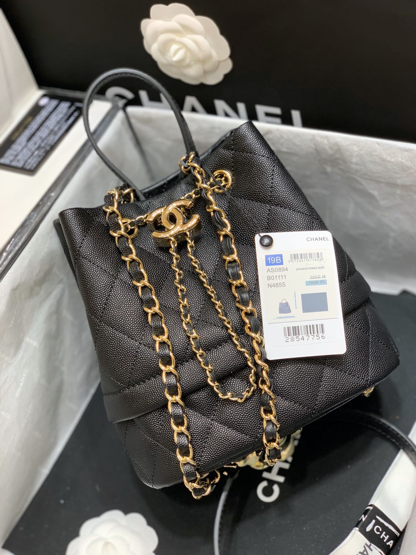 CC Matelasse Shoulder Bag Black Caviar GHW