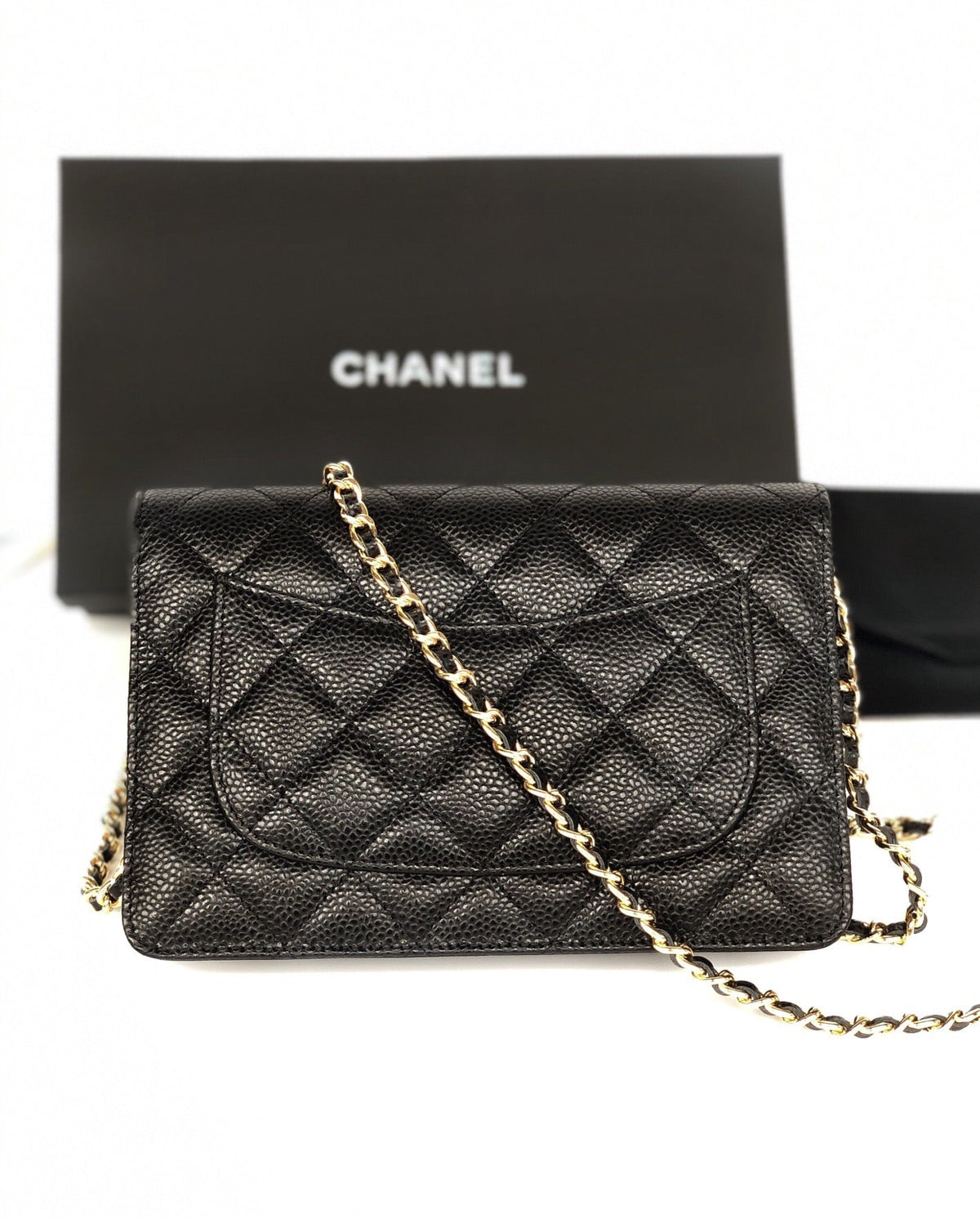CC WOC Fortune Bag Black Quilted Caviar Leather 223299