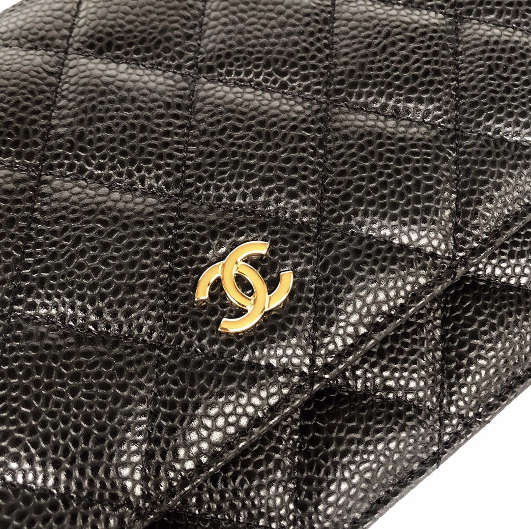 CC WOC Fortune Bag Black Quilted Caviar Leather 223299
