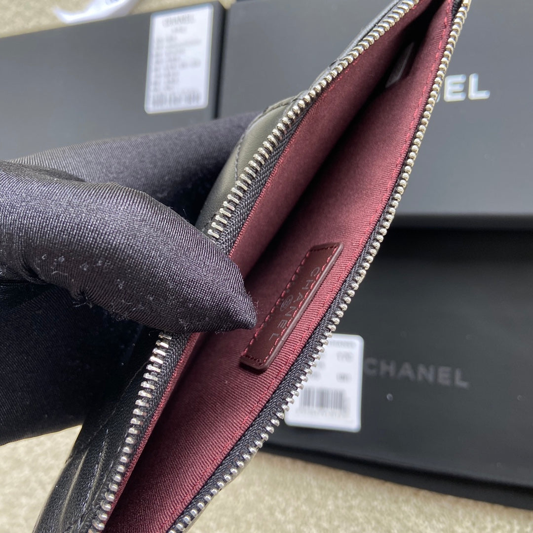 CC Classic Phone Pouch Black Lambskin Sliver Steel 229650
