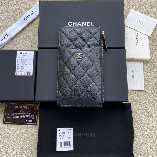 CC Classic Phone Pouch Black Caviar Sliver Steel 229651