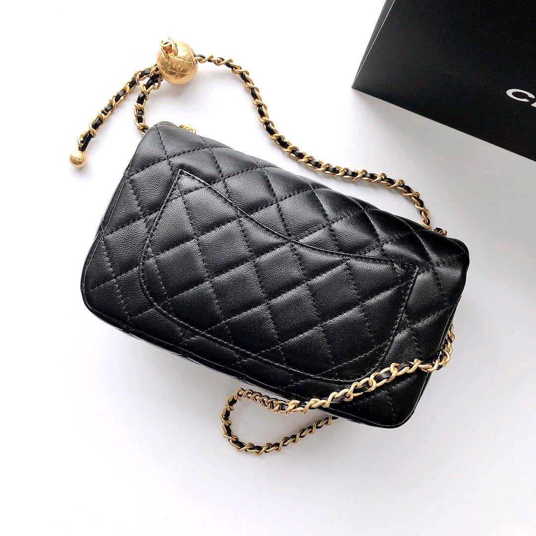 CC Crush Mini Rectangular Flap Bag Black Lambskin