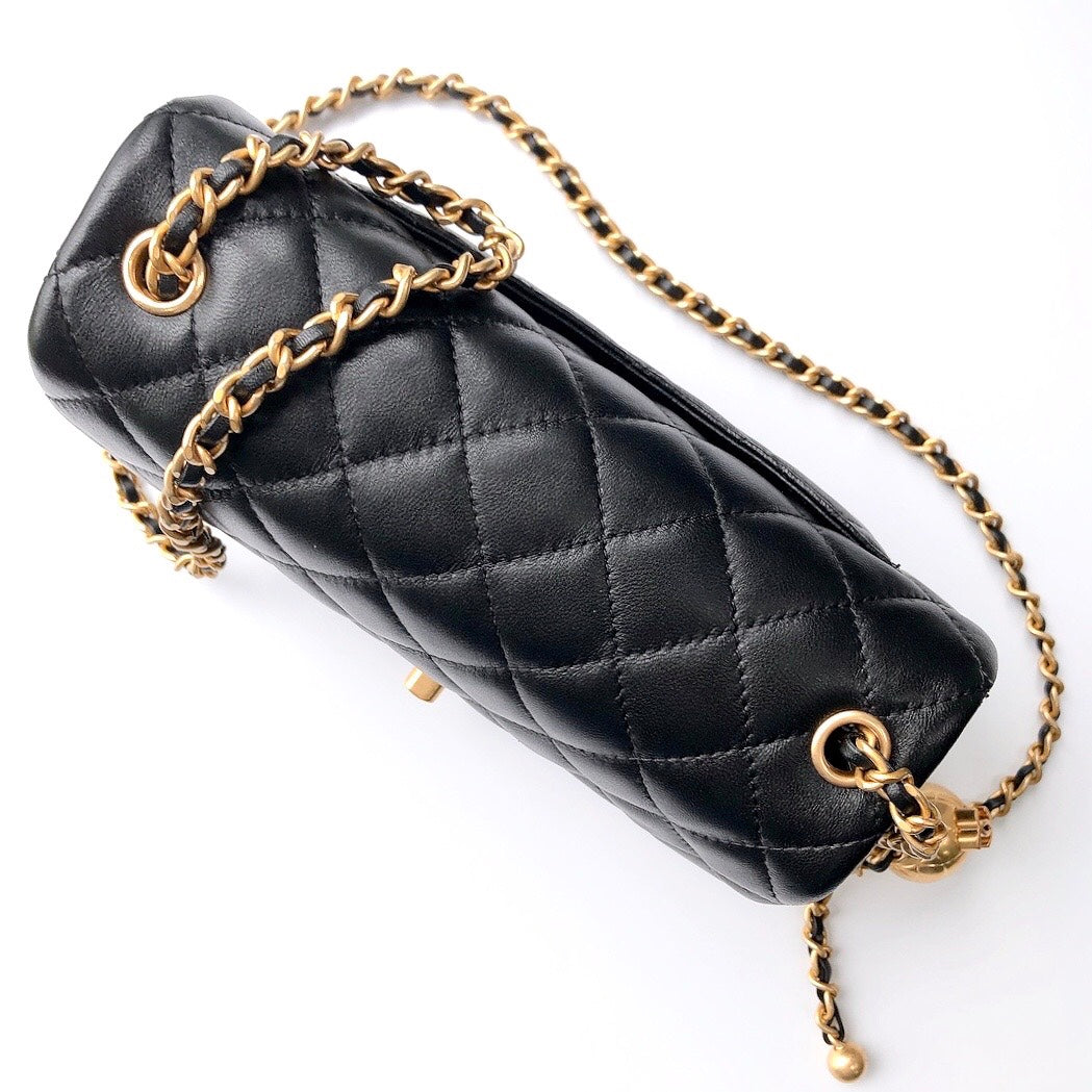 CC Crush Mini Rectangular Flap Bag Black Lambskin