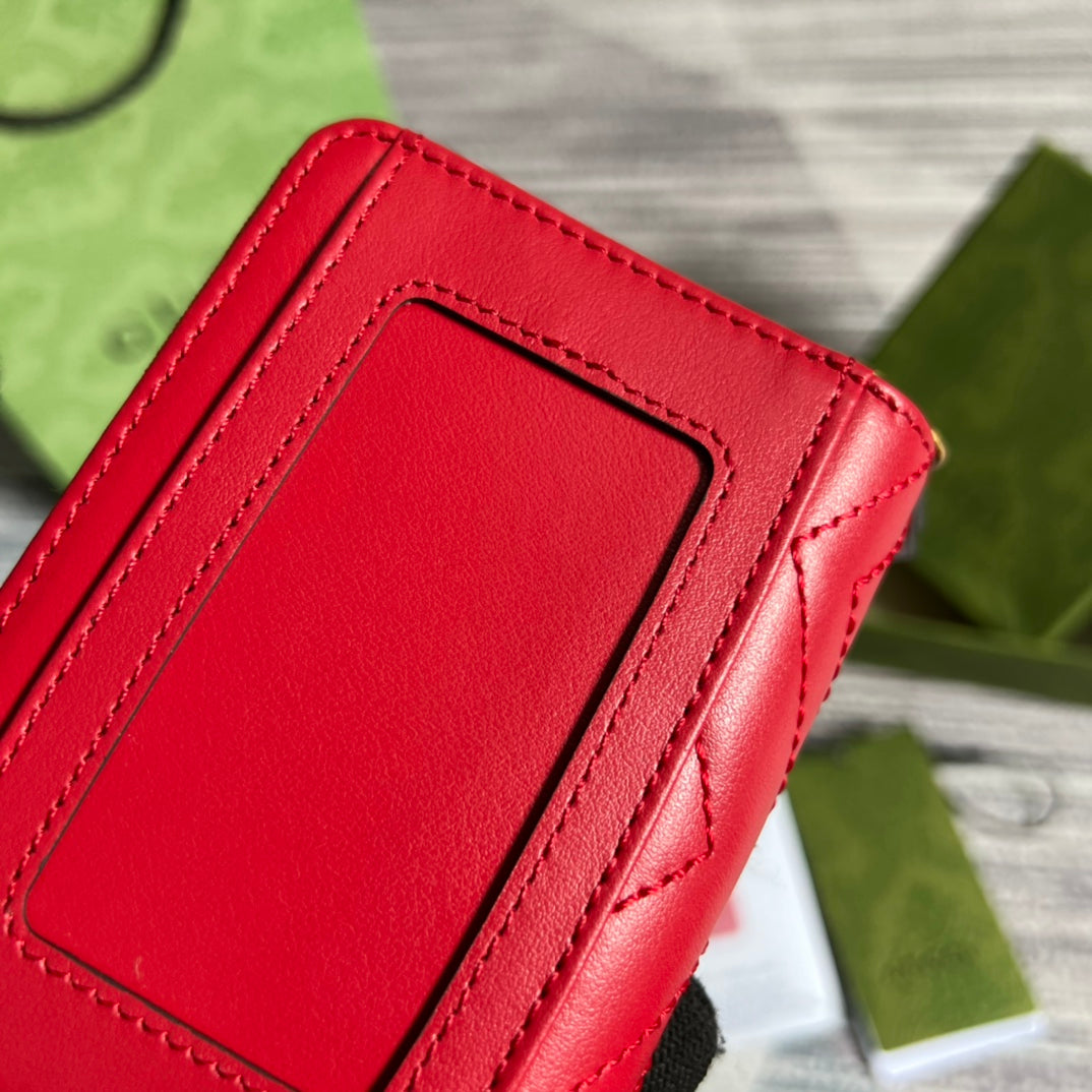 GG MARMONT MINI 11 WALLET CHERRY RED CALFSKIN