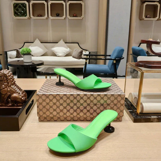 Balenciaga 26s High Heeled Sandals Green Sheepskin 681279