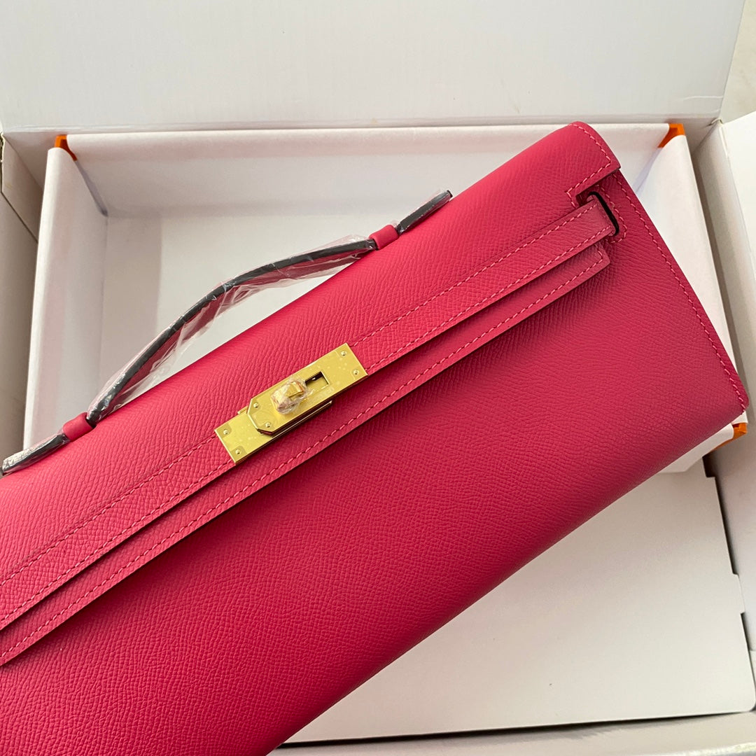 HM Kelly Cut 31 Crimson Pink Epsom Leather Gold Hardware 229060