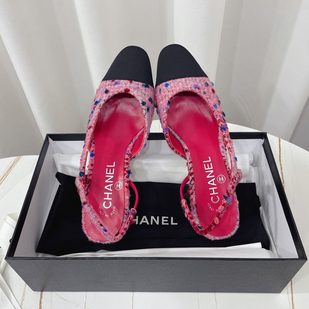 CC 26s High-Heel Slingbacks 65 Mm In Black Mix Pink Tweed