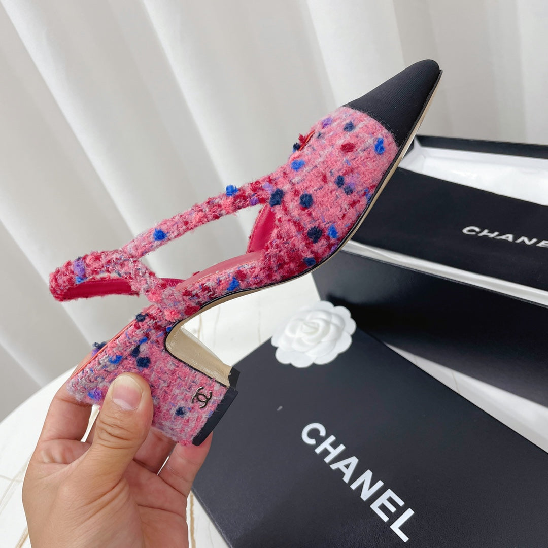CC 26s High-Heel Slingbacks 65 Mm In Black Mix Pink Tweed