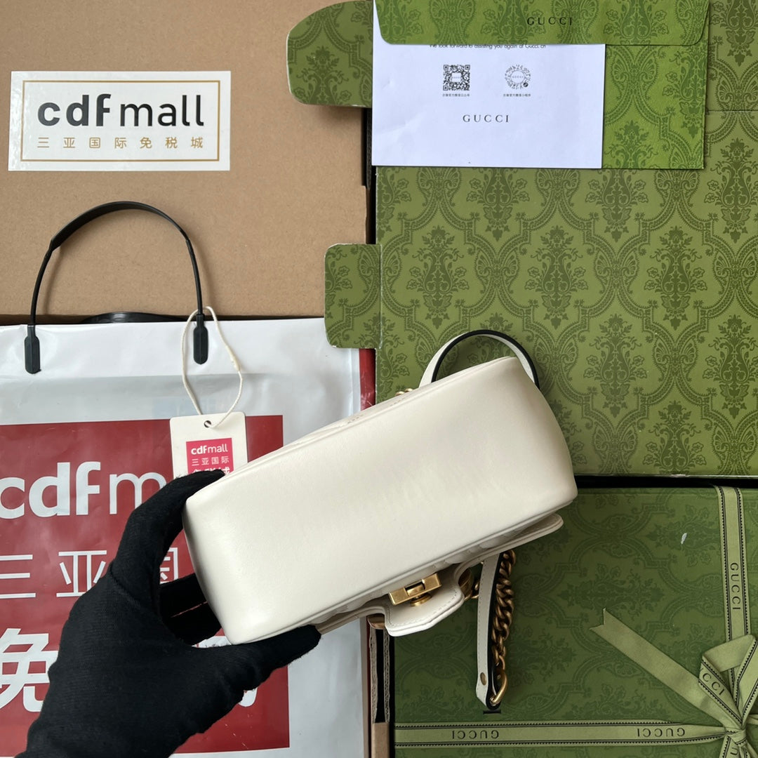 gg marmont mini 18cm white calfskin gold hardware