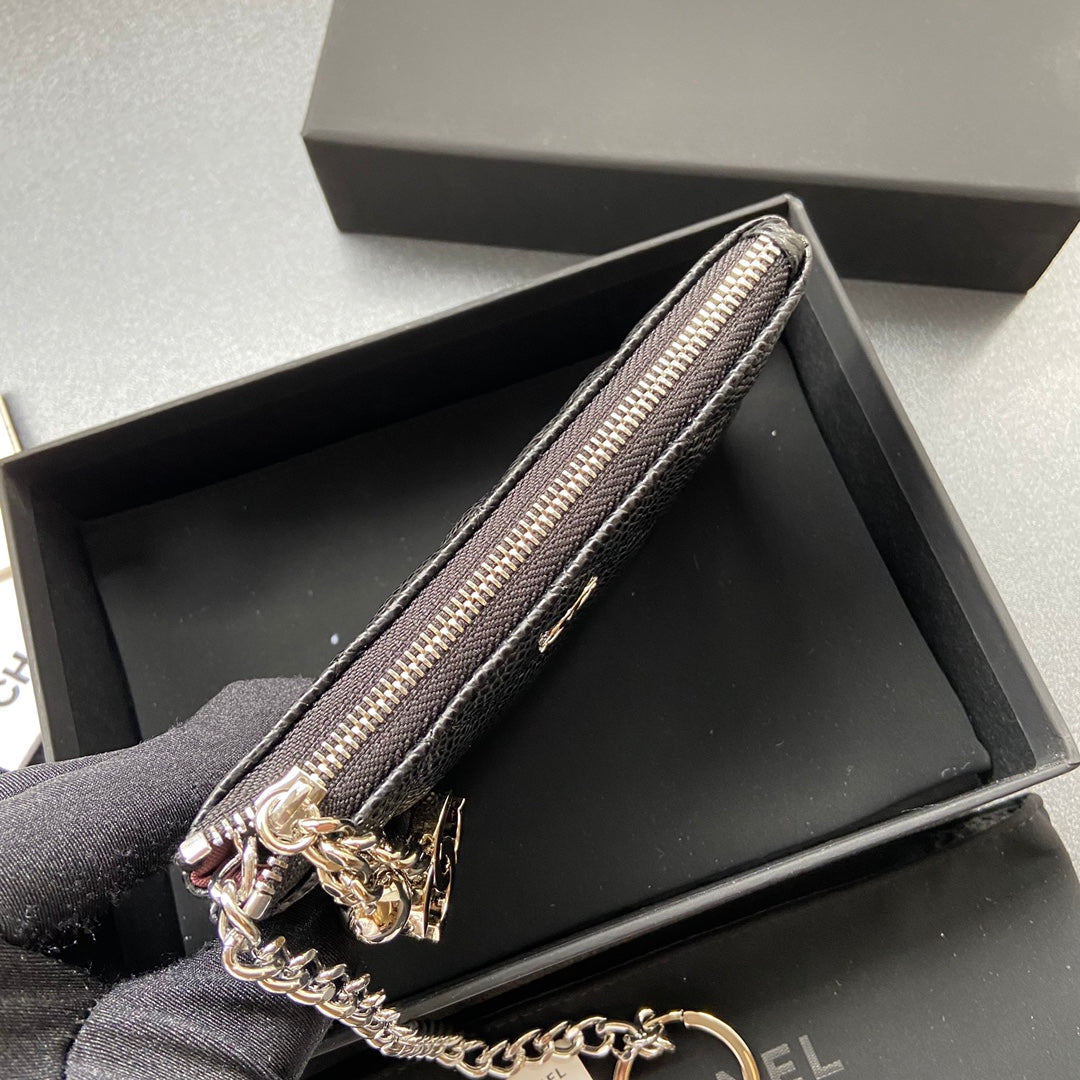 CC A50168 Keyring Cardholder Black Caviar Sliver Steel 229707