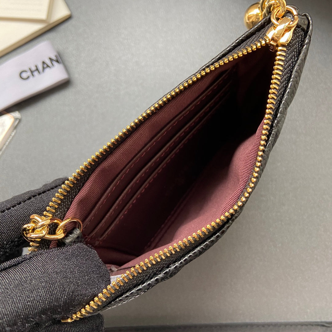 CC A50168 Keyring Cardholder Black Caviar GHW 229709