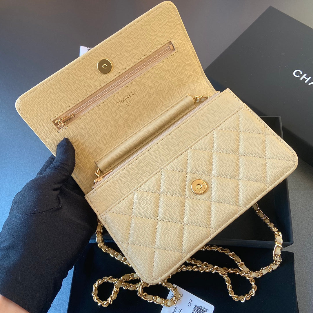 CC Woc 20cm Lime Grained Calfskin Gold Hardware