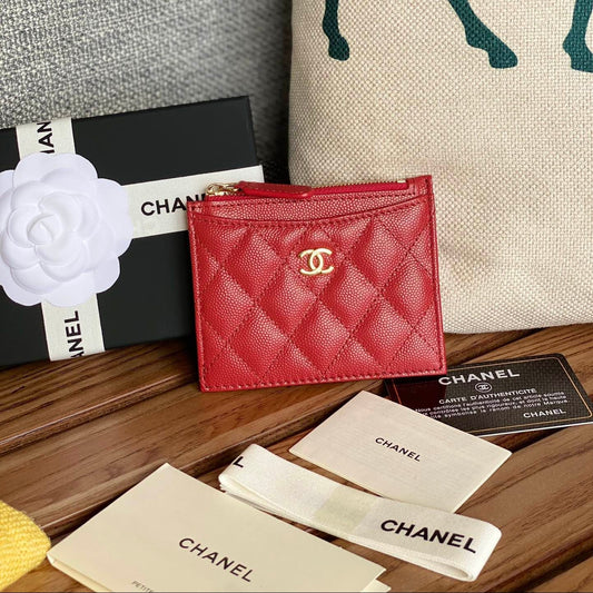 CC A84105 Coin Case Red Gold Metal Caviar 240739