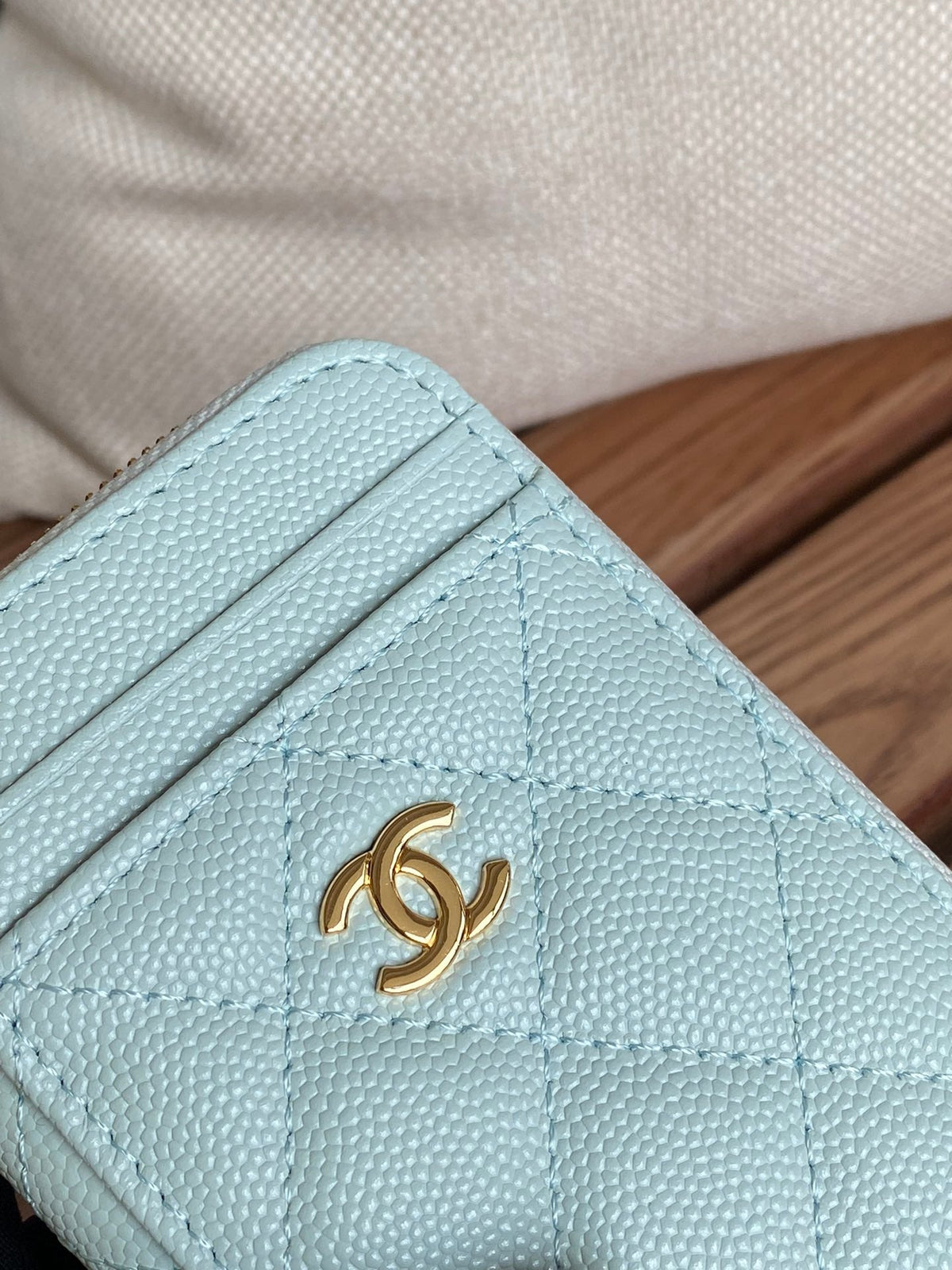CC 22A Zippy Coin Purse Light Blue Caviar GHW 223904