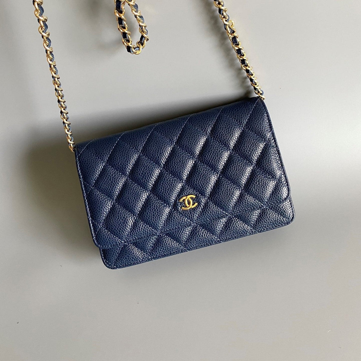 CC WOC Fortune Bag Navy Blue Quilted Caviar Leather 223295