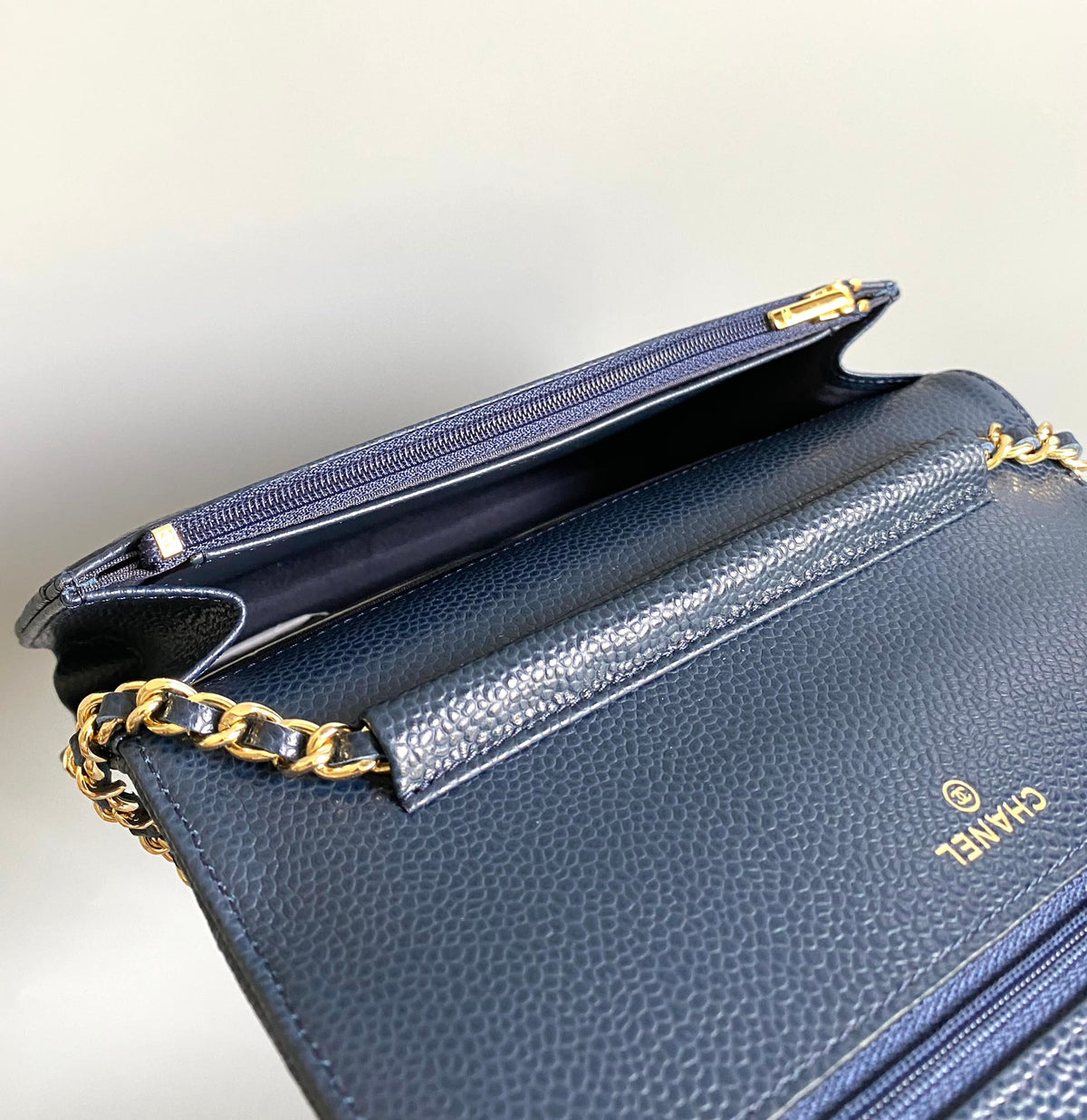CC WOC Fortune Bag Navy Blue Quilted Caviar Leather 223295