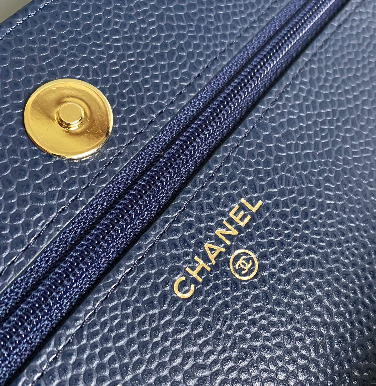 CC WOC Fortune Bag Navy Blue Quilted Caviar Leather 223295