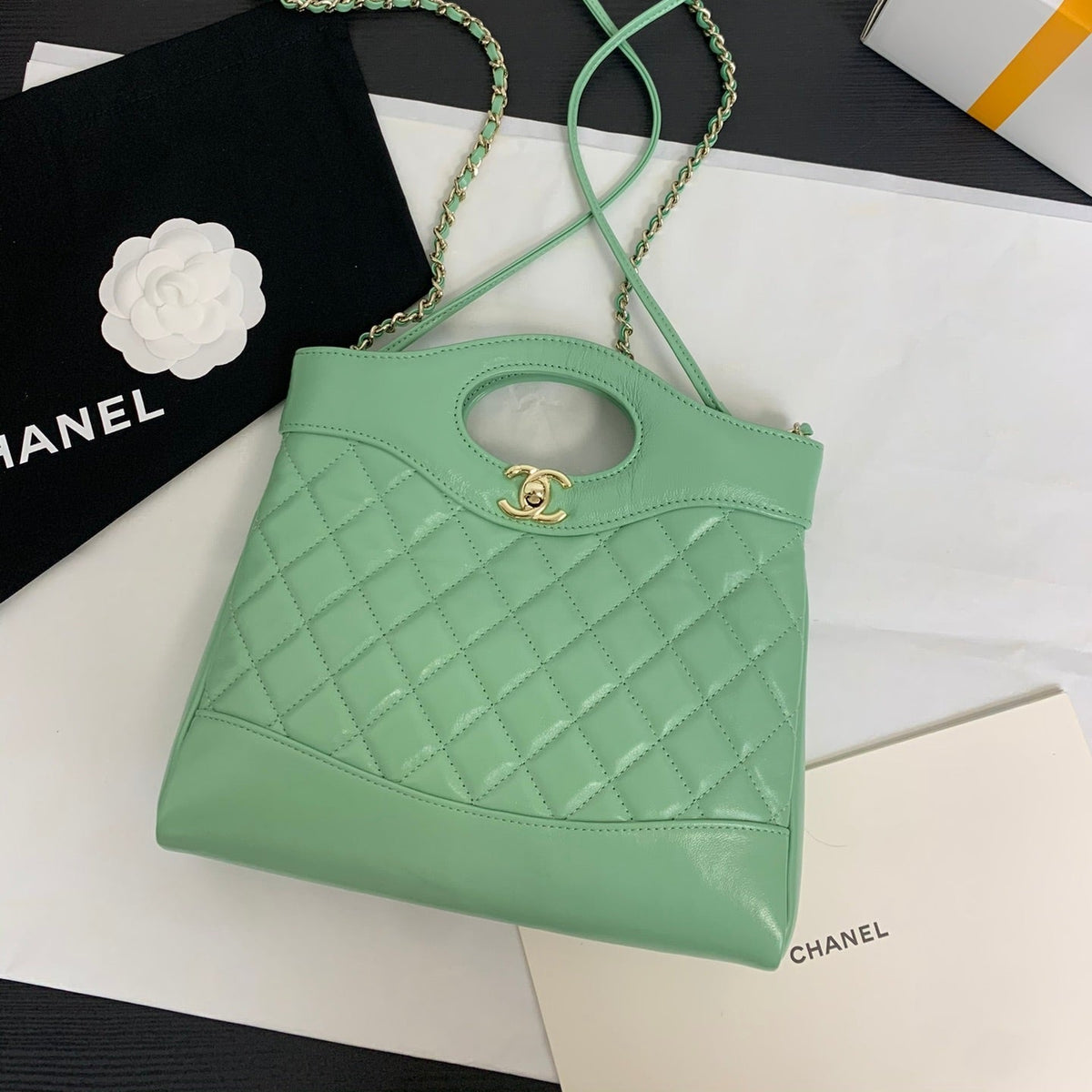 CC 31 Mini Shopping Bag 23cm Mint Green Calfskin