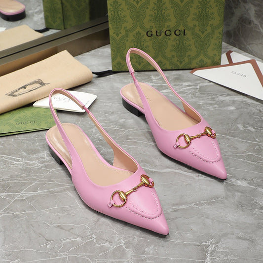 GG Slingback Flat Sandals pink