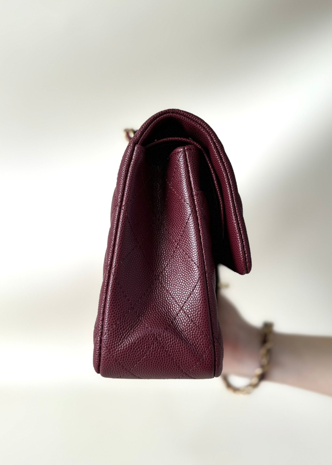 CC Classic Double Flap Bag 25cm Burgundy Caviar Leather