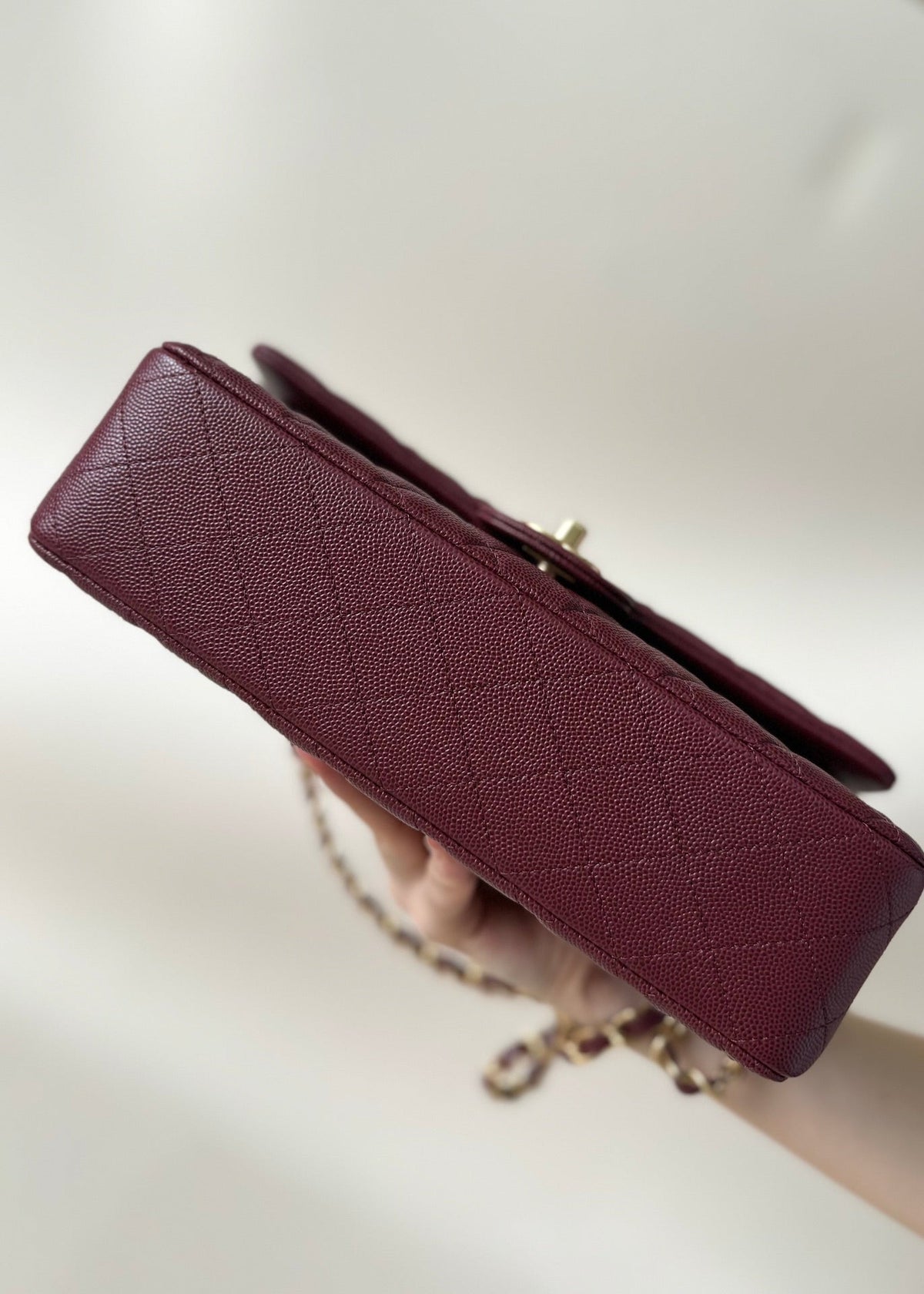 CC Classic Double Flap Bag 25cm Burgundy Caviar Leather