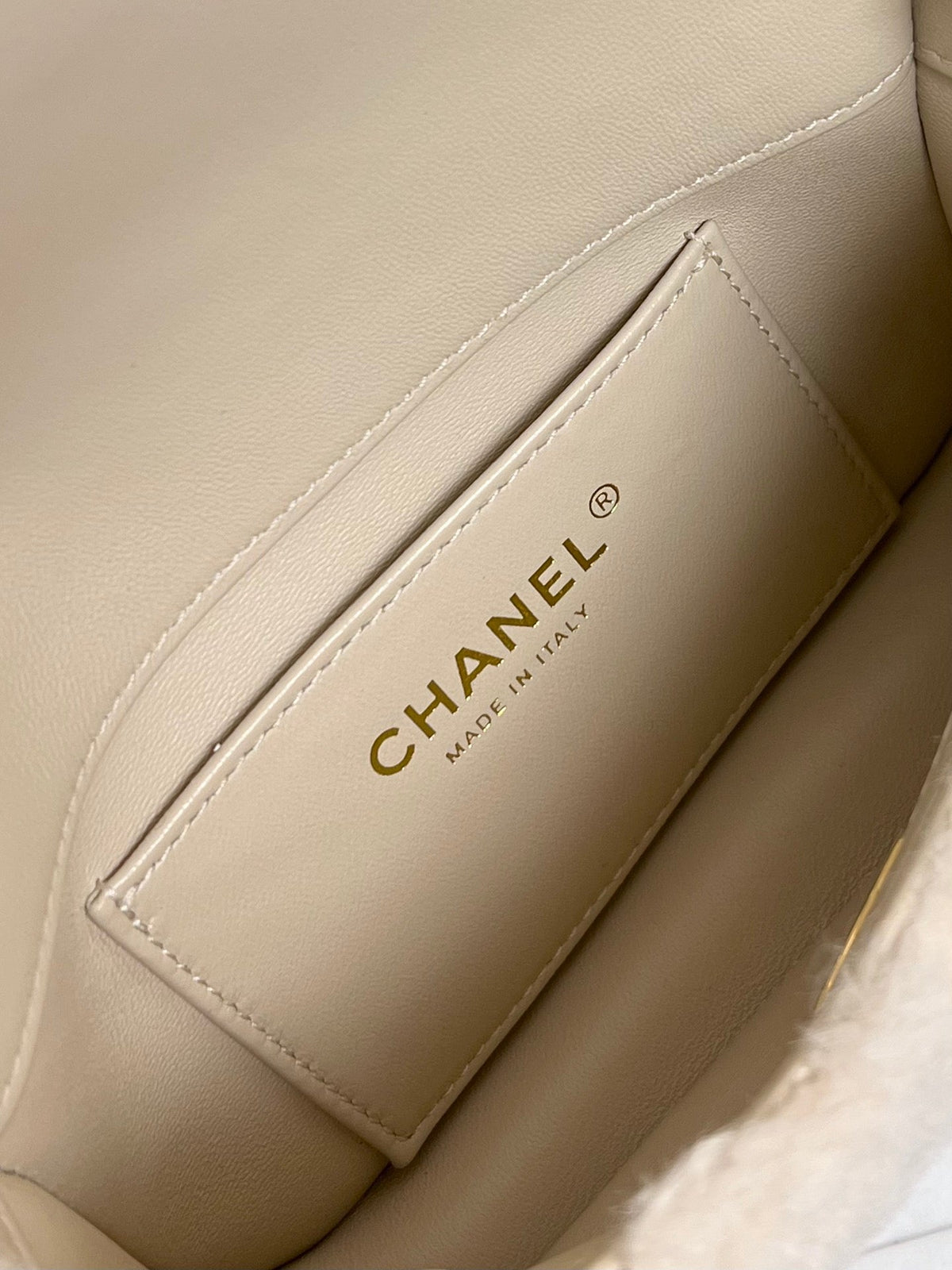 CC FW 24/25 Small Flap Bag Beige Shearing Lambskin