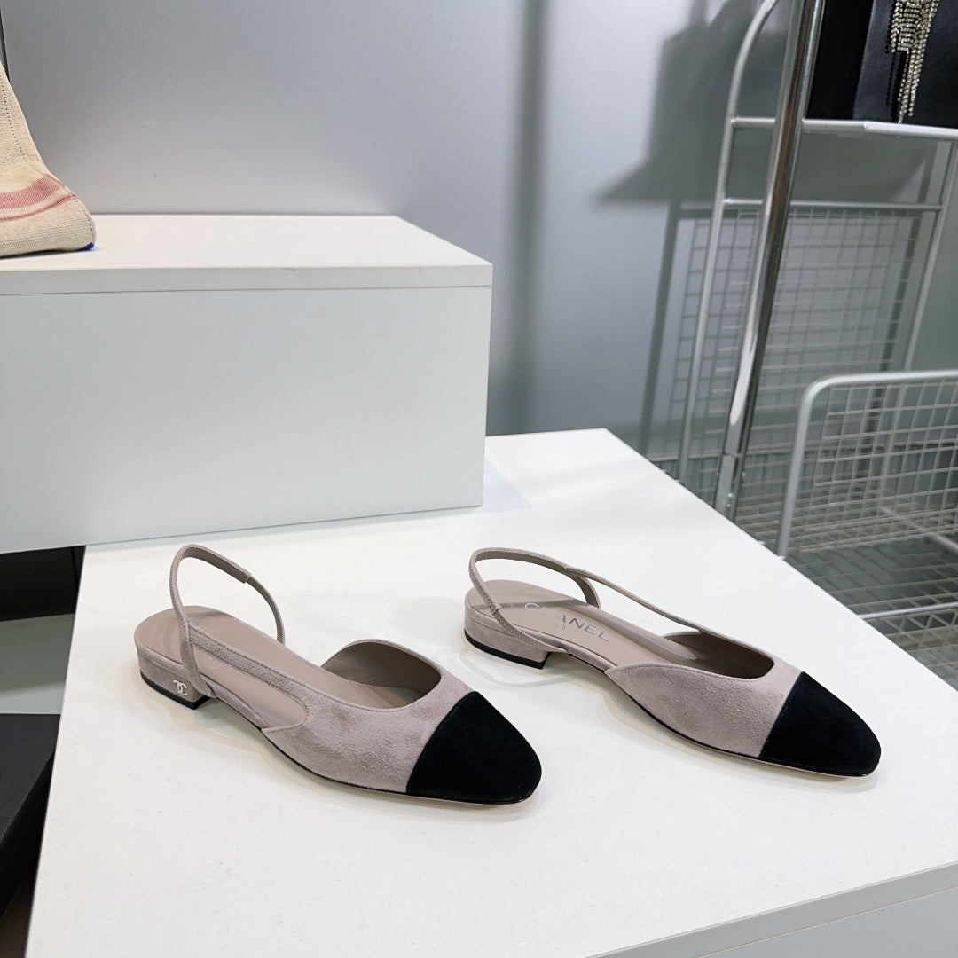 CC 25 SlingBack Flat 20mm Grey Black Suede 388462