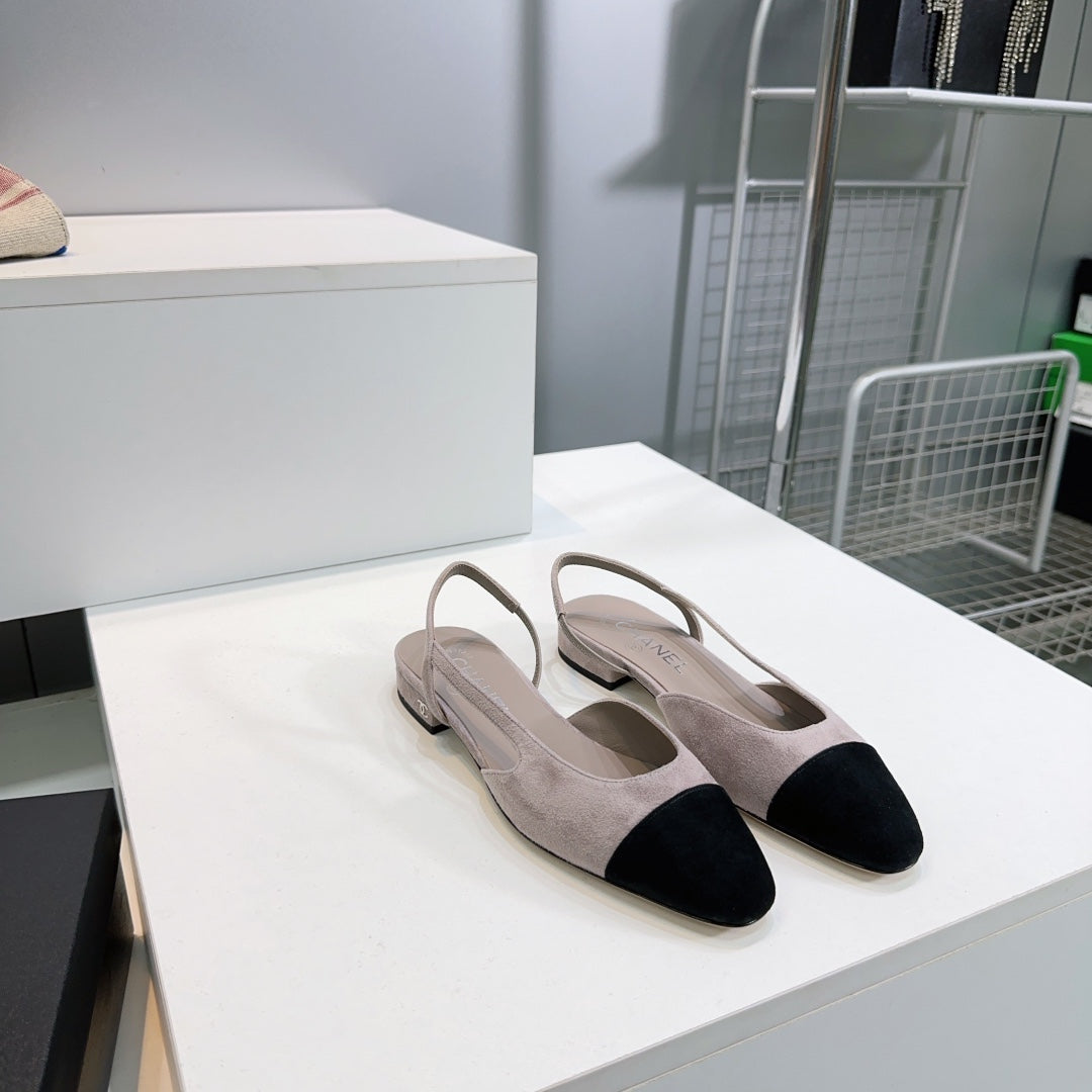 CC 25 SlingBack Flat 20mm Grey Black Suede 388462