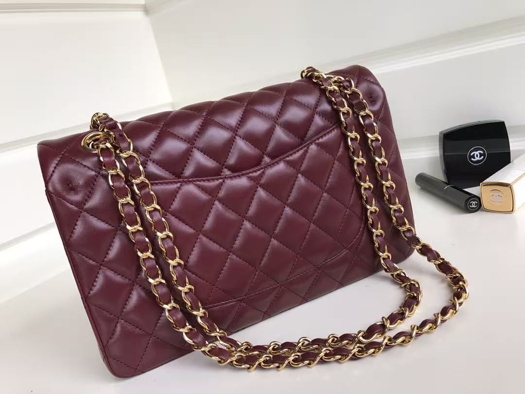 CC A1112 Flap Bag 25 Burgundy Quited Lambskin