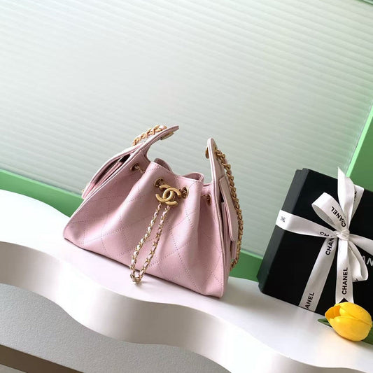 Chanel 2026 Hobo Bag 22cm Muted Pink Caviar Leather