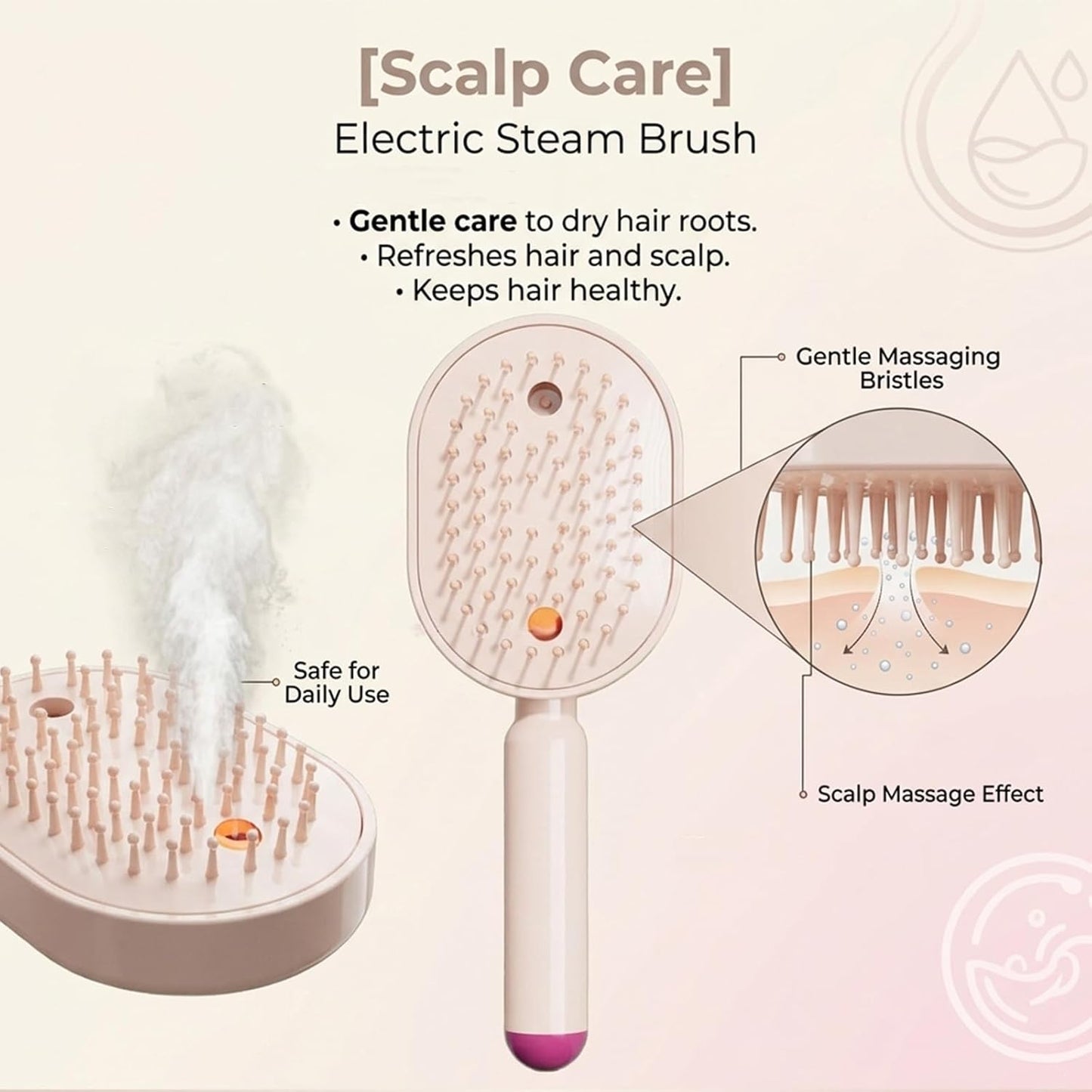 2026 New Electric Steam Brush, Electric Steam Brushs for Hair, Rechargeable Steam Hair Straightener with Water Spray, Detangling Steam Brush for Reduce Frizz, Nourishes Hairs (Purple)