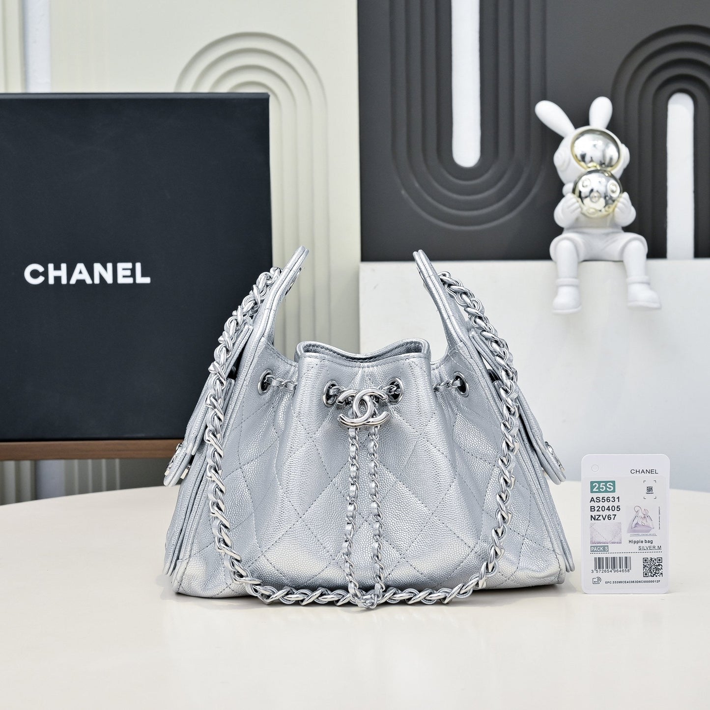 CC Cruise 25/26 Mini Handbag Sliver Caviar Leather